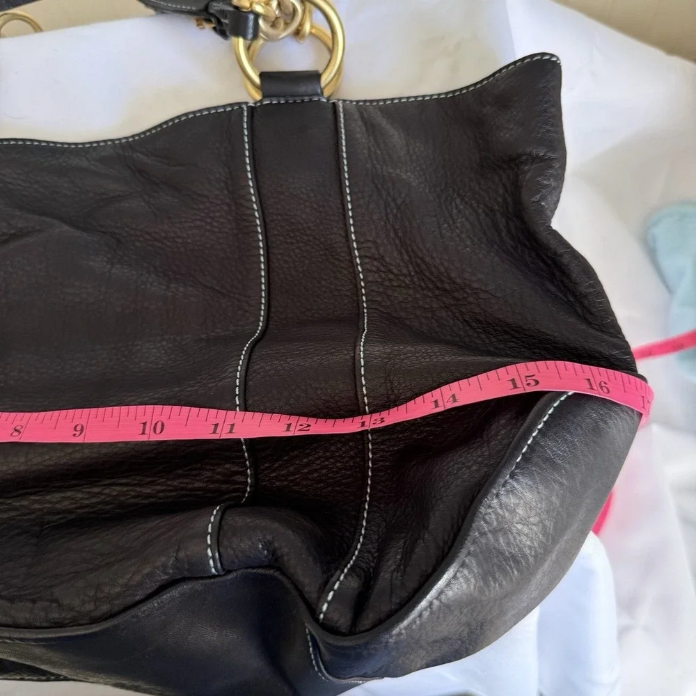 VINTAGE JUICY COUTURE Black Leather Hobo Tote Shoulder Bag Handbag Purse Dustbag
